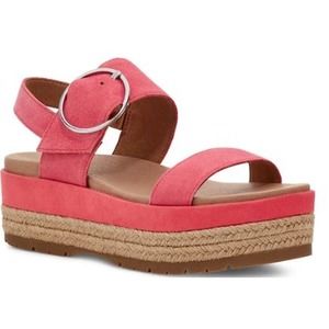 UGG April Espadrille Platform Sandal Suede Shoes Size 11 NWT Barbie Core